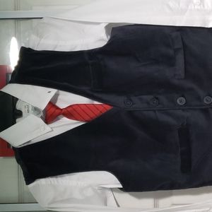 Boys Velour vest tie and white shirt new size 8